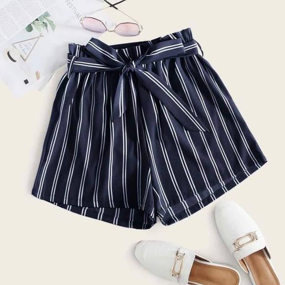 Women’s blue and white stripped shorts. - Picture 1 of 4